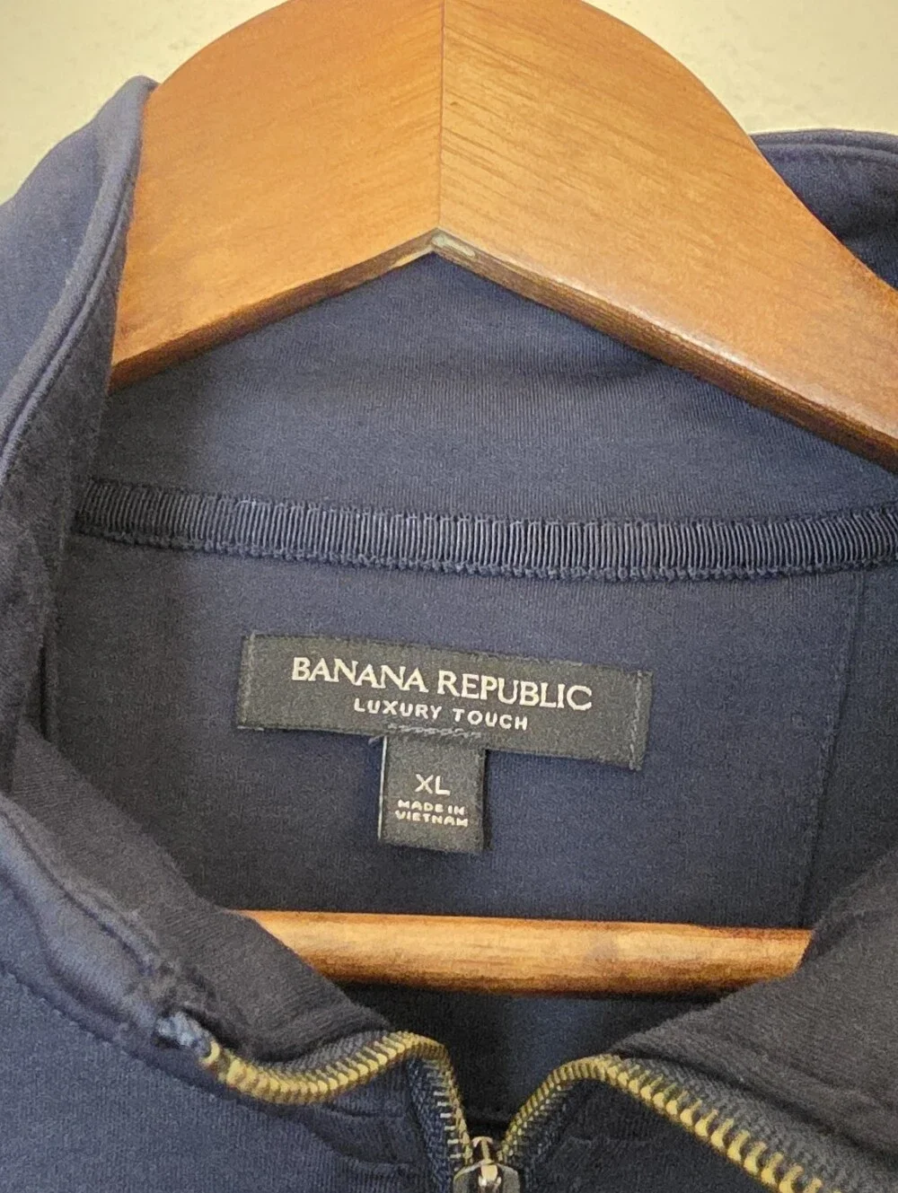 Banana Republic Luxury Touch 1/4 Zip‎ Mens XL Navy Blue Red Colorblock Nautical